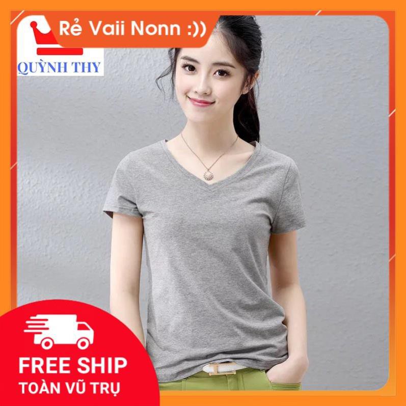 Áo Thun Nữ Cổ Tim Tay ngắn , Trẻ Trung, Mẫu Mới nhất
