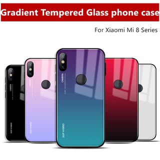 Ốp điện thoại mặt kính cường lực màu chuyển đổi cho Xiaomi Mi8 Mi 8 lite Mi8lite