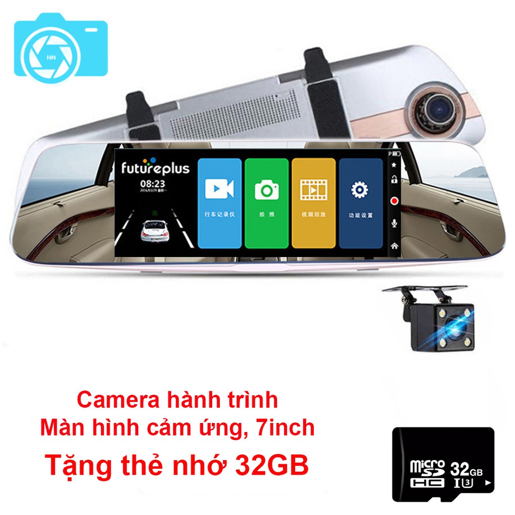 Camera hành trình ô tô màn hình cảm ứng 7inch, kèm thẻ nhớ 32GB, độ phân giải Full HD