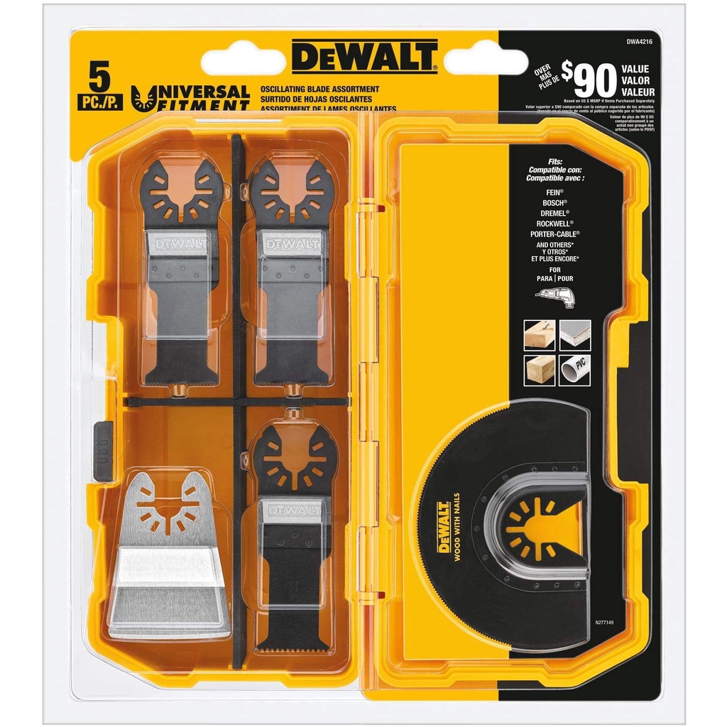 Bộ 5 Lưỡi Cắt Rung Tháo Lắp Nhanh Dewalt DWA4216 Thích Hợp DCS356 DCS355 DCS354