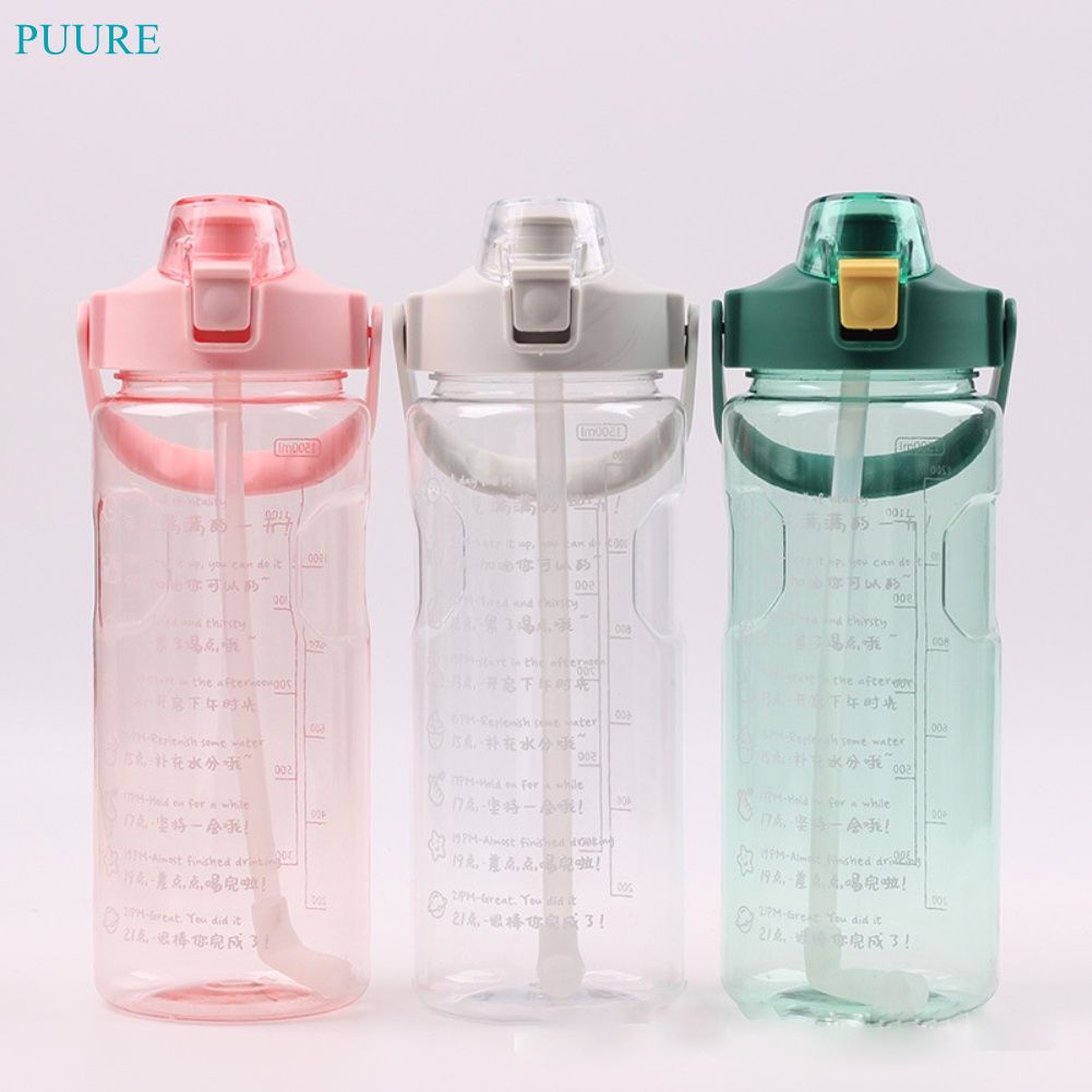 1500ML Thể Thao Dưới Nước Chai với Rơm Di Động Công Suất Lớn chai Nước Tập Thể Dục Xe Đạp Cup Mùa Hè Lạnh Nước Jug với thời gian Đánh Dấu **