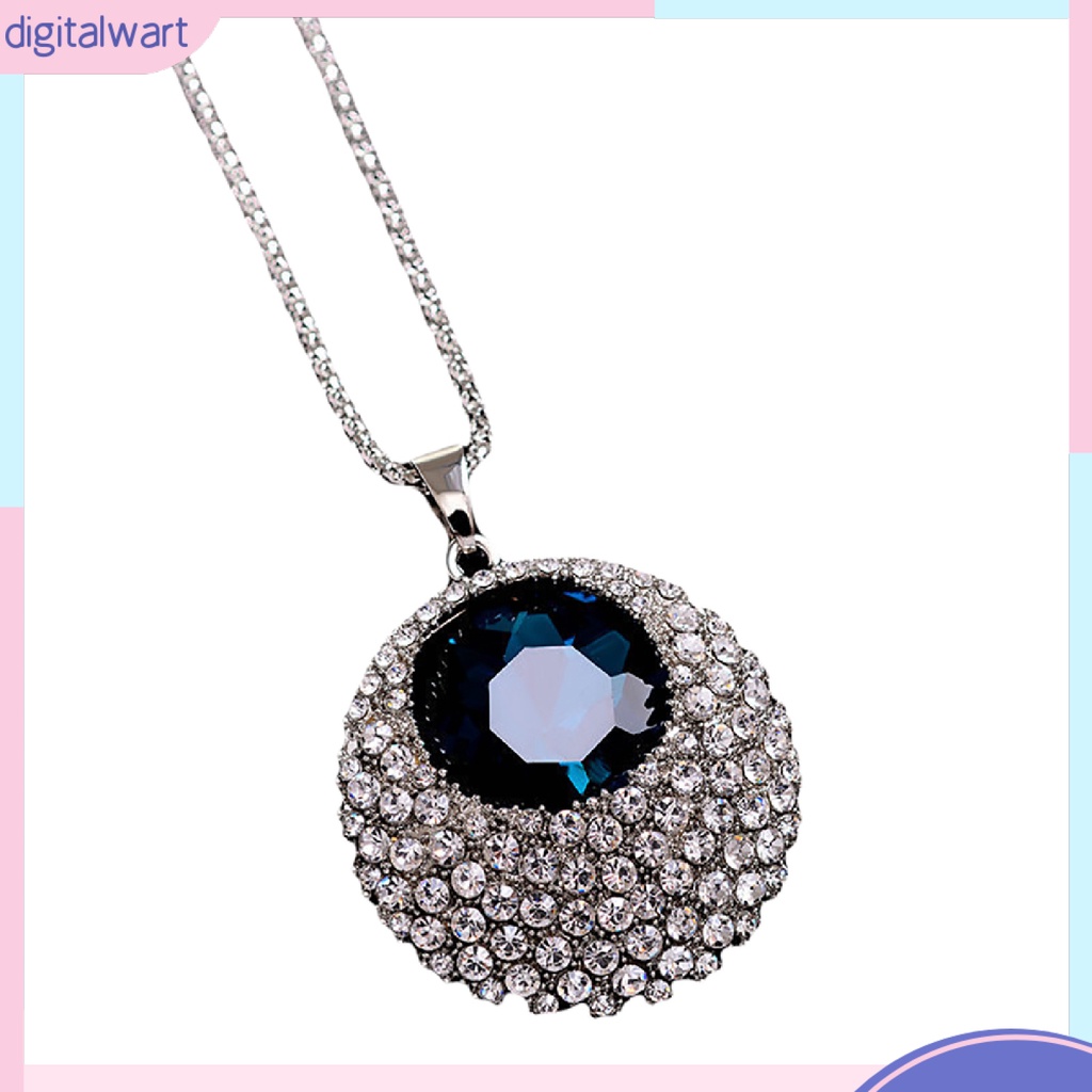 Vòng cổ dài mặt tròn đính đá phong cách vintage thời trang