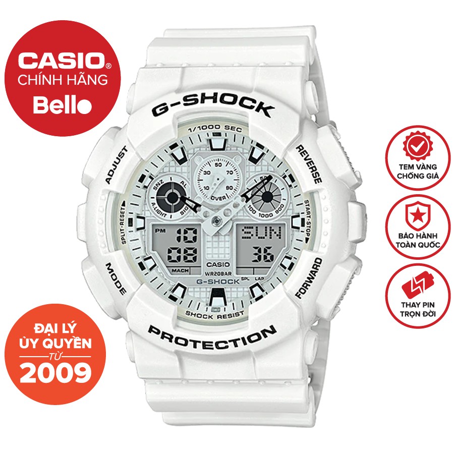 Đồng hồ Nam Dây Nhựa Casio G-Shock GA-100MW-7A chính hãng bảo hành 5 năm Pin trọn đời