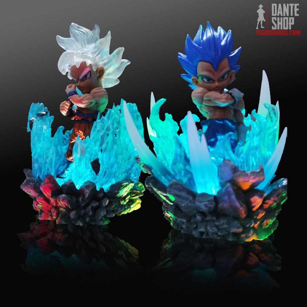 Mô Hình Chibi DragonBall Super Goku Ultra Instinct, Vegeta Blue Evolution 10cm Fullbox