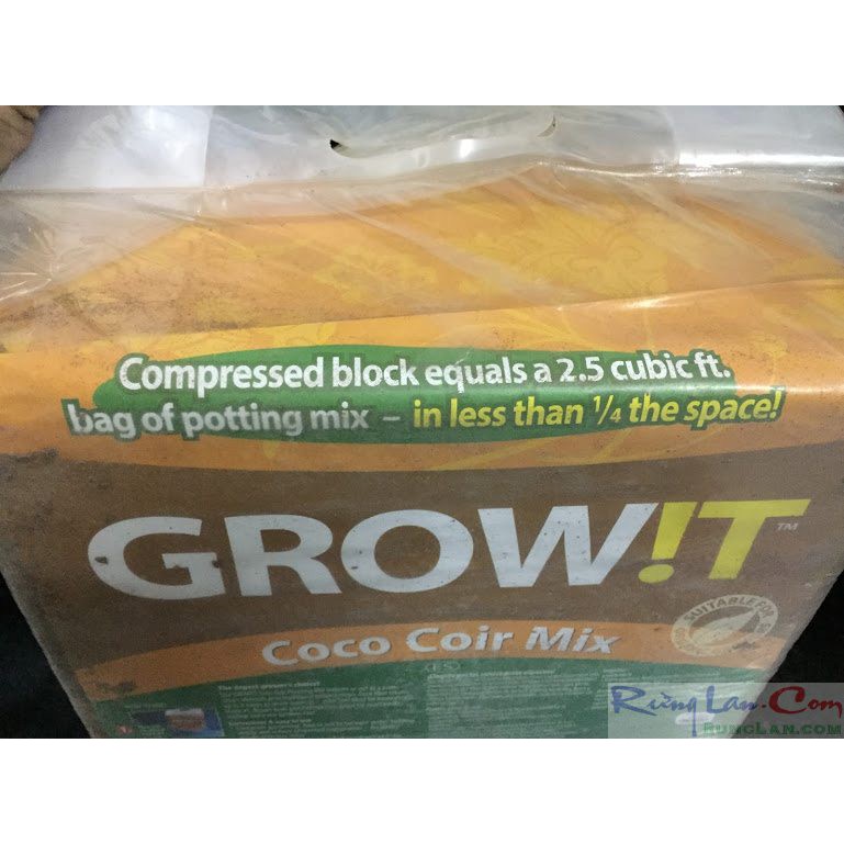 GROW!T coco coir mix mụn dừa, cám dừa đã xử lý. (cục=4,5kg)