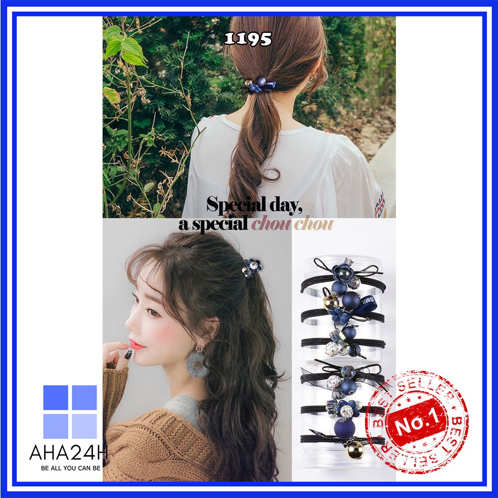 SET 6 BUỘC TÓC TRÒN ĐÍNH CHÂU SÀNH ĐIỆU AH1195
