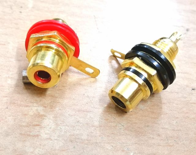 1 cặp đầu jack cái RCA hoa sen mạ vàng bắt vỏ máy