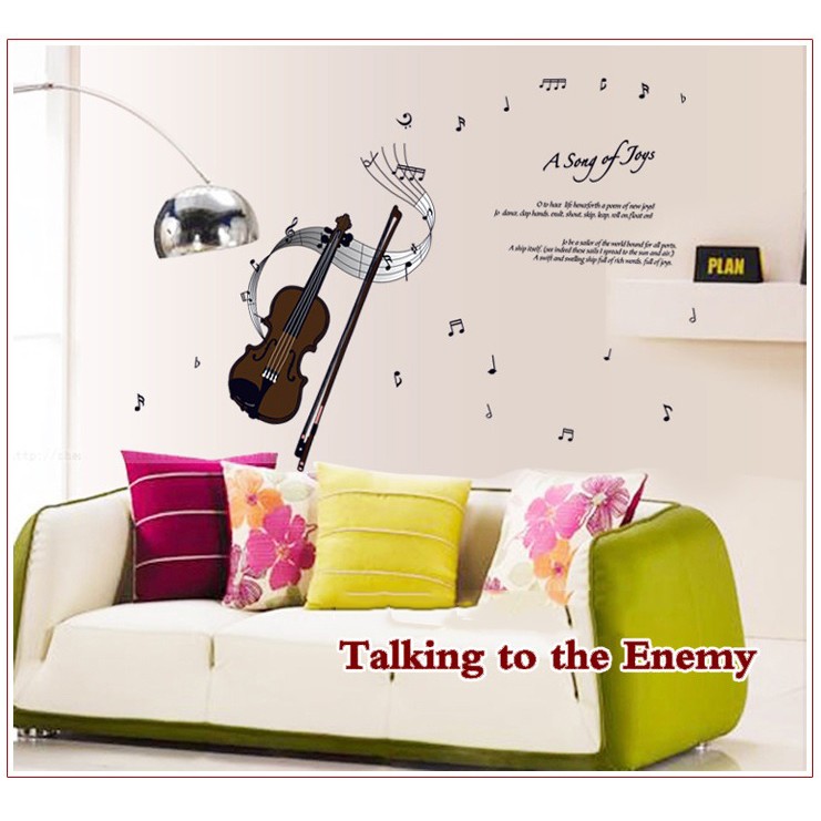 [FREESHIP 50K] Decal dán tường Âm nhạc 7 - Guitar - decal có sẵn keo bóc dán ngay