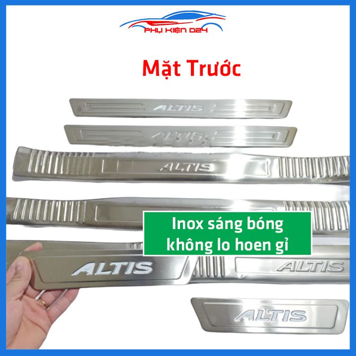 Bộ ốp bậc cửa trong ngoài Altis 2014-2015-2016-2017-2018-2019-2020-2021-2022 Inox chống trầy trang trí xe