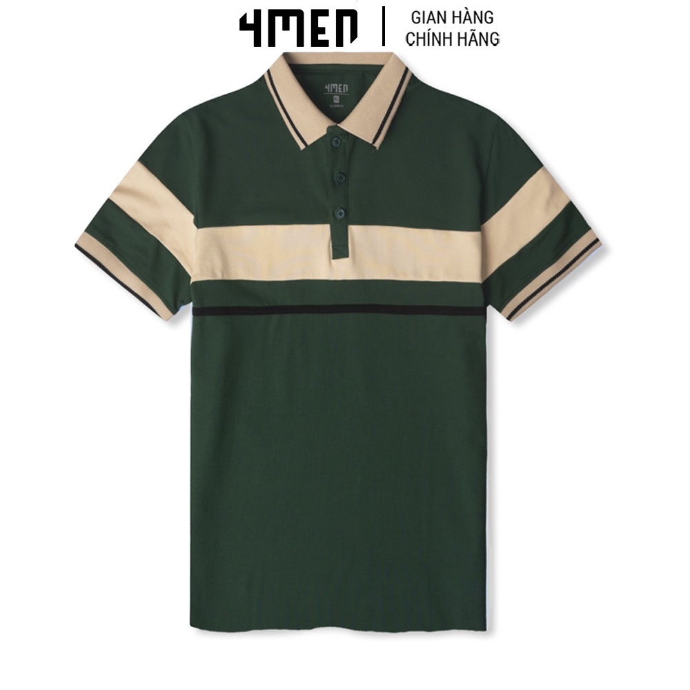 Áo Polo Nam Form Slimfit Stripe Color 4MEN PO083 đẹp, vải cotton cá sấu thoáng mái, co giãn