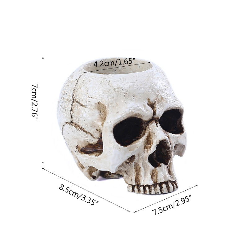 Giá Đỡ Đèn Cầy Hình Đầu Lâu Bằng Nhựa Resin Độc Đáo Trang Trí Bàn Làm Việc