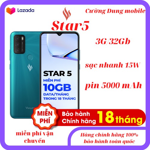 Điện thoại Vsmart star 5 (3G-32Gb) new seal bảo hành 18 tháng, lỗi đổi mới 101 ngày, tặng 18 tháng vào mạng- 1 tháng 10g