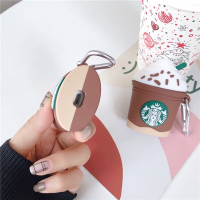 Vỏ Bảo Vệ Hộp Sạc Tai Nghe compatible AirPods Pro/compatible AirPods 3/compatible AirPods 2 Gen Hình Cây Kem Starbucks Màu Hồng