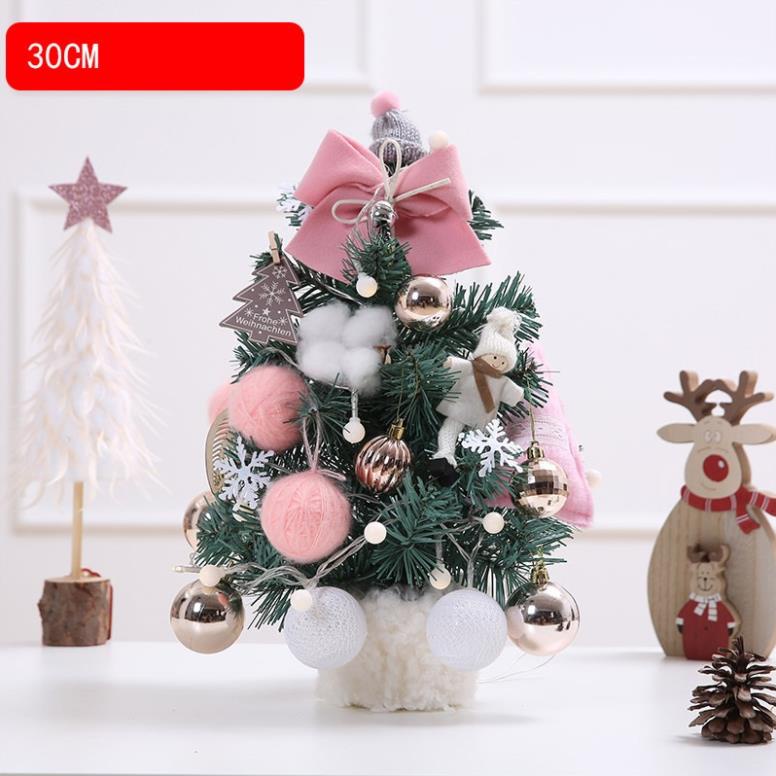 Cây thông noel mini, cây thông noel để bàn, Merry Christmas kèm phụ kiện + đèn