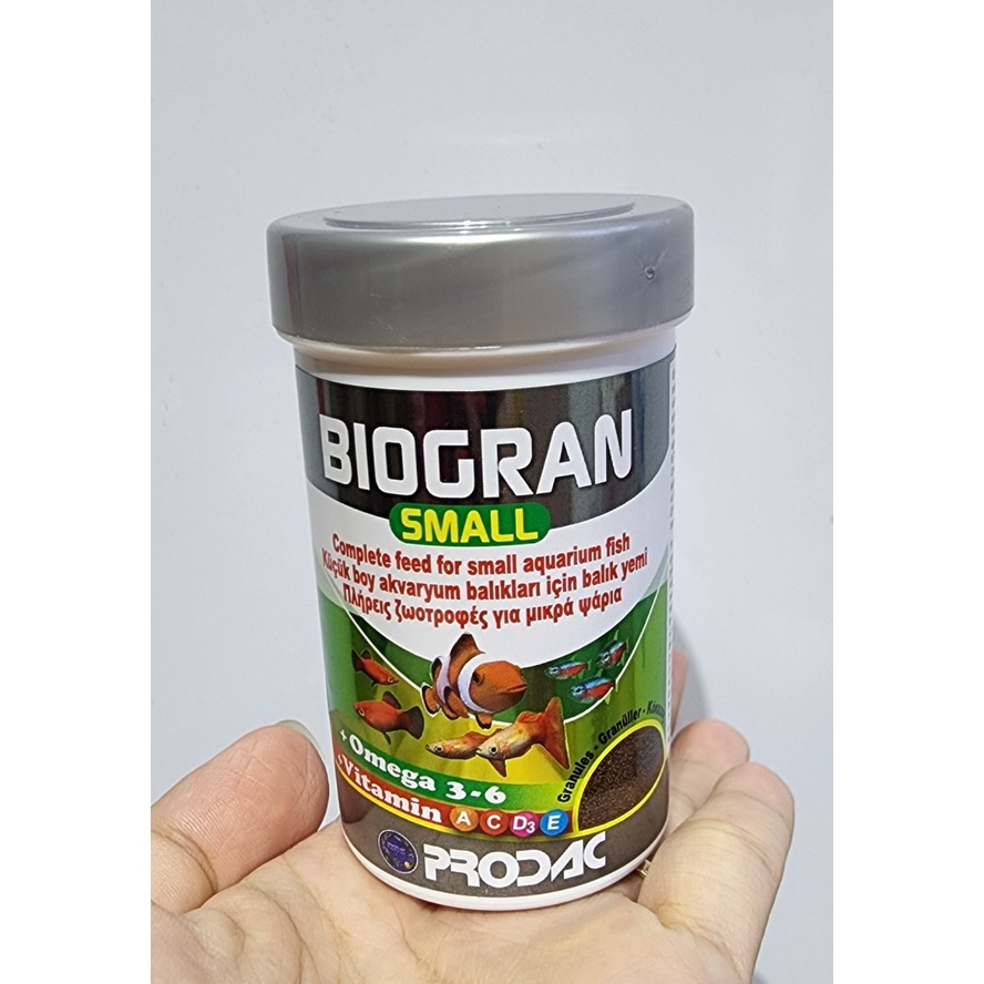 THỨC ĂN PRODAC BIOGRAN SMALL DẠNG HẠT NHỎ DÀNH CHO CÁ NHỎ  45G 100ML