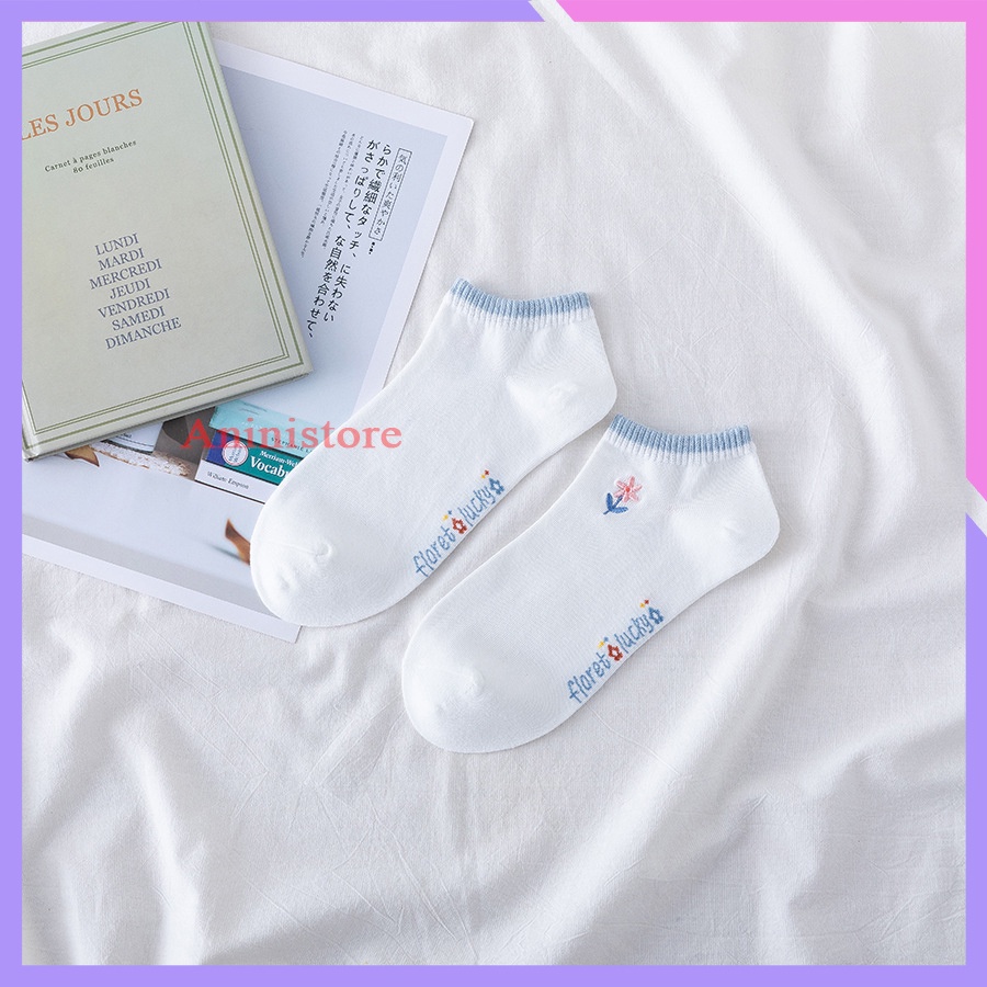 Tất cổ ngắn, vớ cổ ngắn nữ bông HOA XINH phong cách HÀN QUỐC (TP CN 006 – Aninistore)