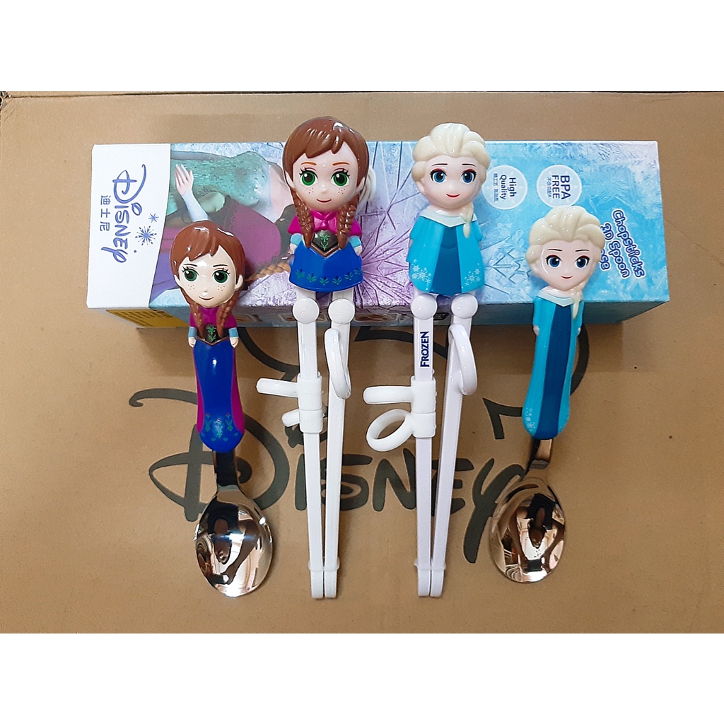 Set đũa tập ăn 3D Hello Kitty Elsa Anna Mickey Mc Queen Disney
