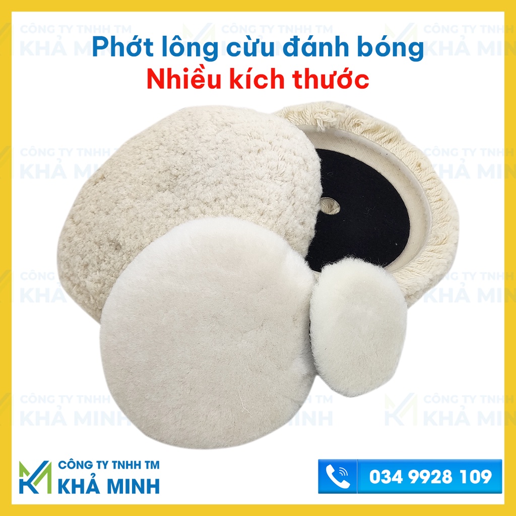 Phớt đánh bóng lông cừu 1 mặt, 2 mặt kích thước 3 inch, 5 inch, 8 inch