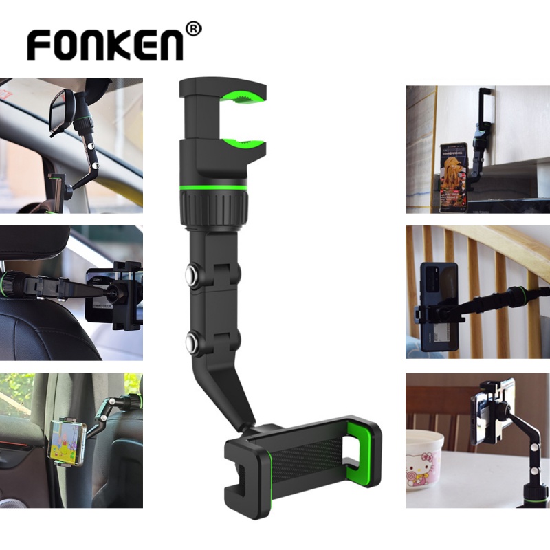 Giá đỡ điện thoại FONKEN dạng kẹp gắn gương chiếu hậu xe hơi an toàn đa năng | BigBuy360 - bigbuy360.vn