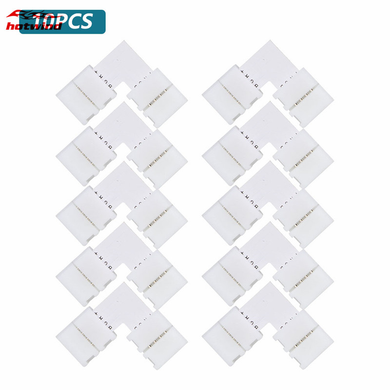 HW Set 10 Đầu Nối Đèn Led Hình Chữ L 10mm 4 Pin Rgb 5050 Rgb