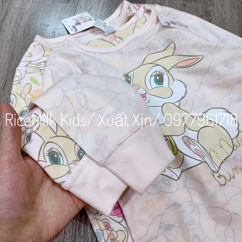 Bộ cotton cho bé và mẹ mặc 2 mặt hình thỏ xuất dư xịn