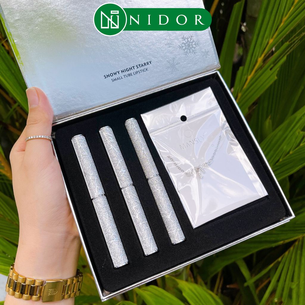 [TẶNG DÂY CHUYỀN] Set 3 Thỏi Son Nhung Mịn Tặng Kèm Dây Chuyền INOX MANSLY