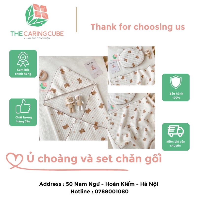 Ủ choàng xô mỏng Mochee &amp; Set chăn gối Mochee