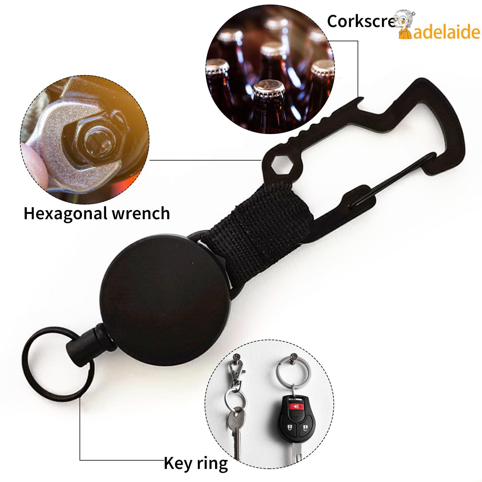 Retractable Heavy Duty Key Chain Badge Holder Reel Steel Carabiner Clip