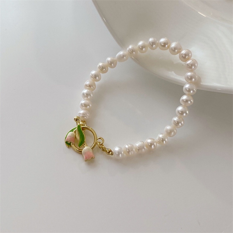 Vòng cổ Mặt Hoa Tulip Đính Ngọc Trai Nhân Tạo Thời Trang Cho Nữ