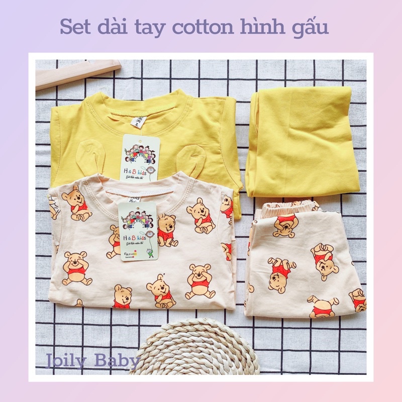Bộ quần áo bé trai, bé gái chất cotton, mềm mịn in hình gấu ngộ nghĩnh đáng yêu