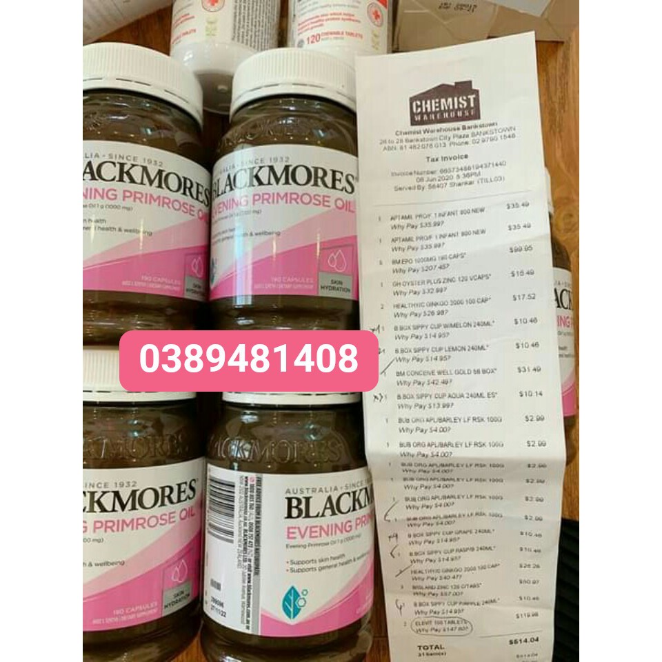 ️Tinh dầu hoa anh thảo Blackmores Evening Primrose Oil 190 viên Úc mẫu mới