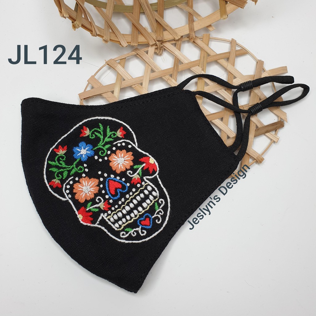 Khẩu trang thêu tay vải linen JL124 Halloween