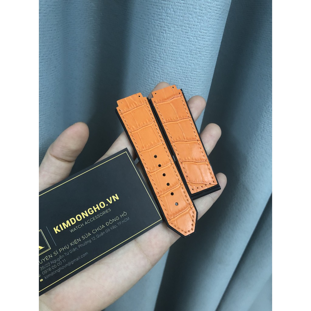 GIÁ HỦY DIỆT Dây đồng hồ HUBLOT nam lót da vân cam case 42 size dây 19 - 25 - 22