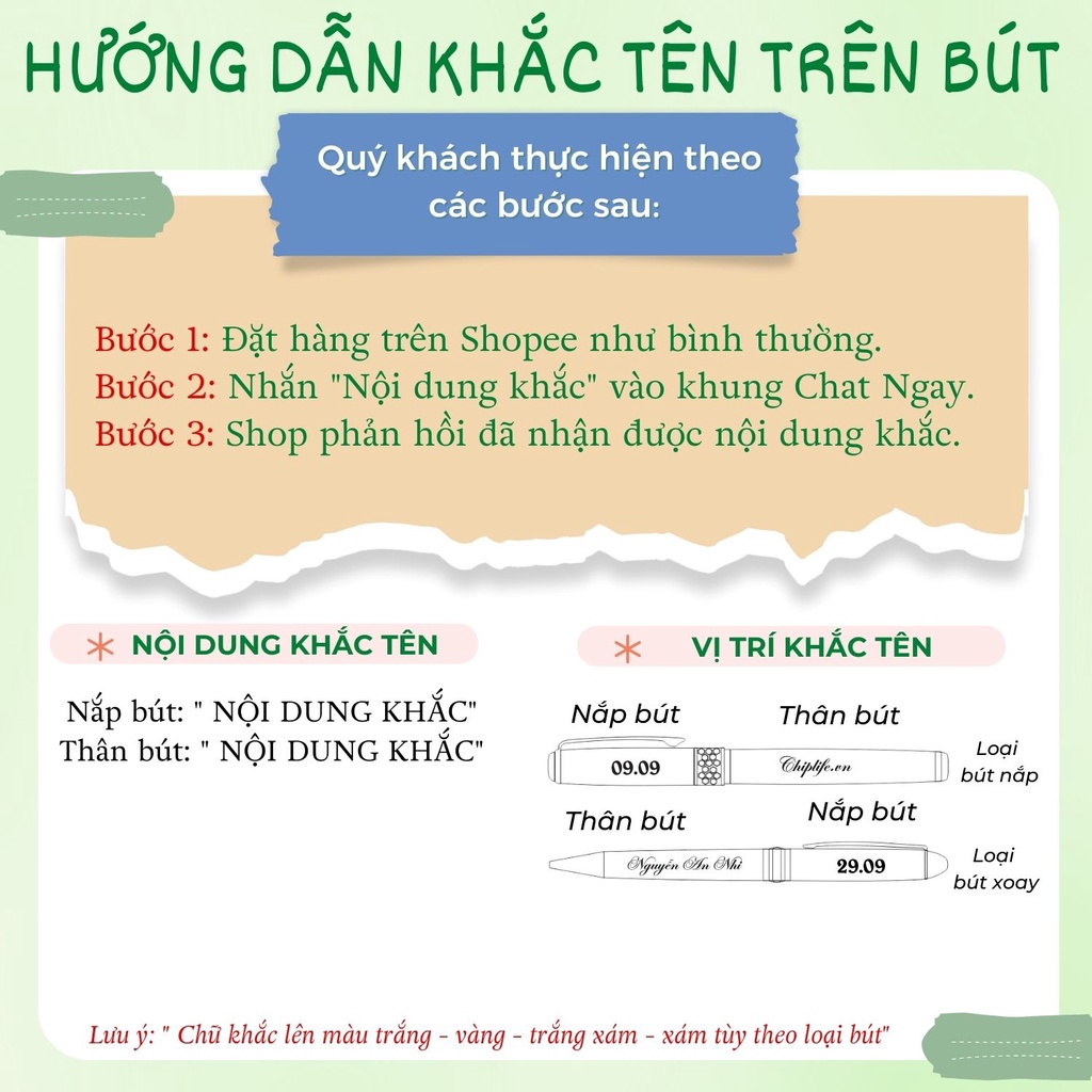 Bút ký kim loại nắp đầu rồng viền chữ thập CHIPLIFE DR010 khắc tên - Ngòi bút 0.5mm mực gel màu xanh