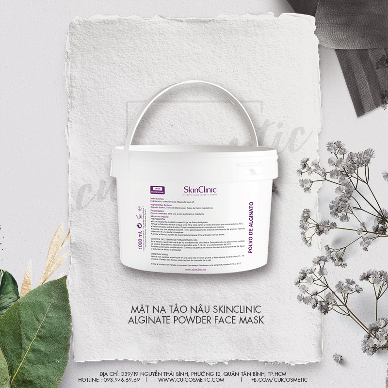 MẶT NẠ TẢO NÂU ALGINATE POWDER FACE MASK - chuyên dùng sau phi kim, giúp giảm đỏ, ngừa thâm, tái tạo da
