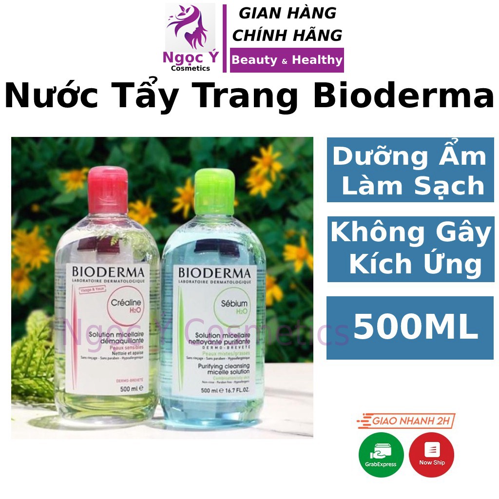 Nước tẩy trang Bioderma Créaline H2O 500ml dành cho da dầu mụn nhạy cảm hỗn hợp thiên dầu Ngọc Ý Cosmetics - ntt_biodema | BigBuy360 - bigbuy360.vn