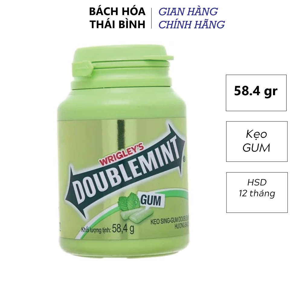 Kẹo sing-gum hương bạc hà hũ 58.4g DOUBLEMINT