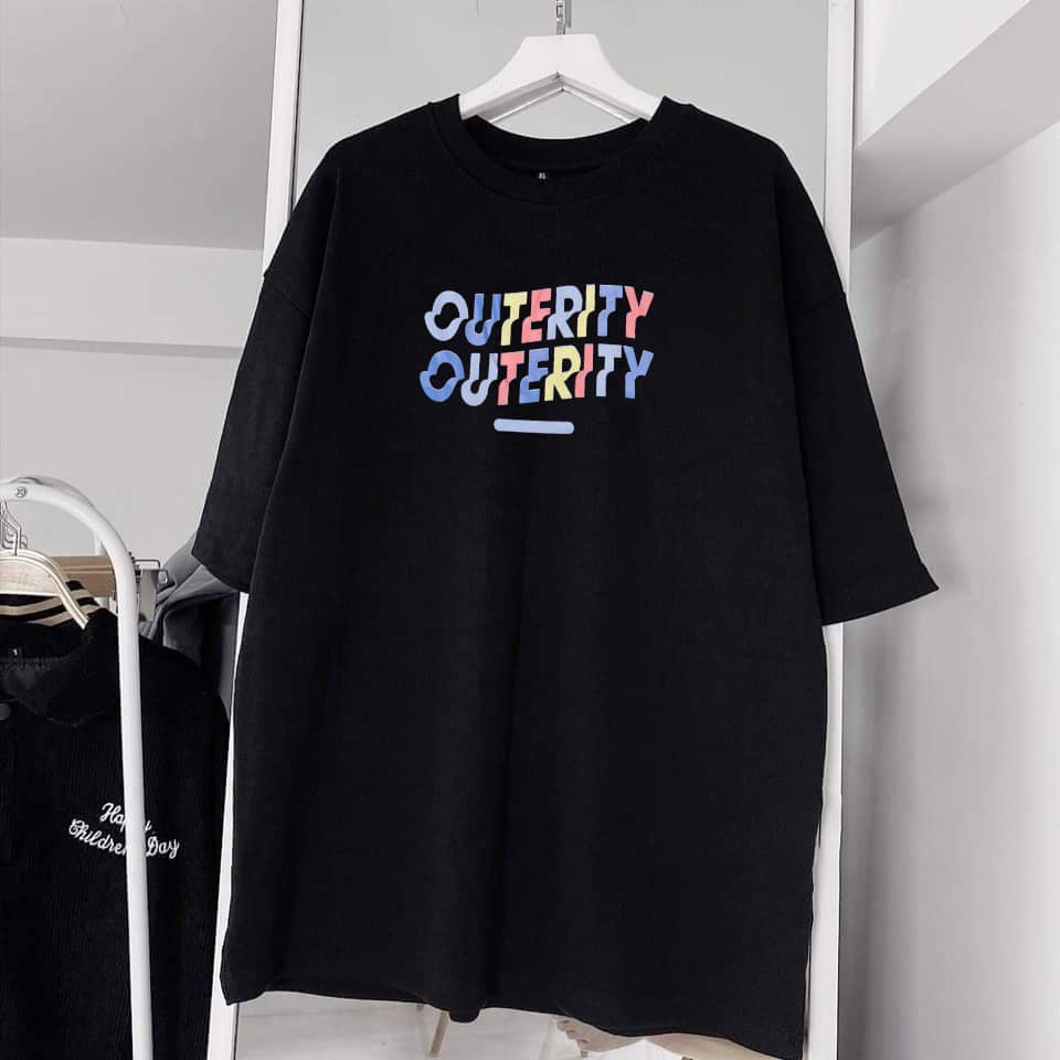 Áo Thun Chữ OUTERITY Áo Thun Tay Lỡ Form Rộng Unisex 38-65kg Nam Nữ
