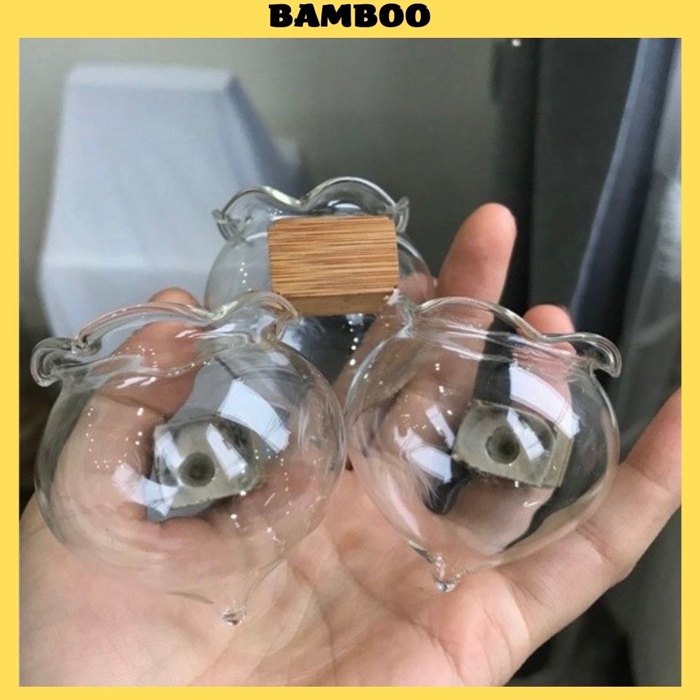 Cóng chào mào Bamboo cóng chim chất liệu thủy tinh dáng ngọn miệng hoa gắn sẵn tai cóng