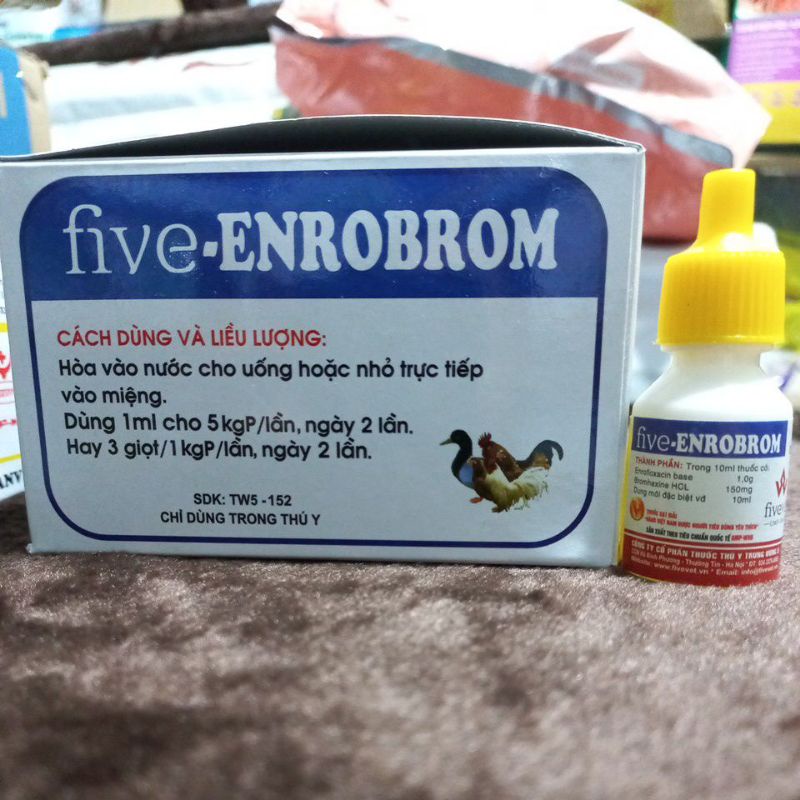 [Mã PET50K giảm Giảm 10% - Tối đa 50K đơn từ 250K] Five Enrobrom 5ml cho gà vịt chim