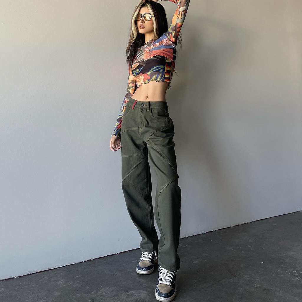 Quần Jeans Dài Ống Đứng Thời Trang Cá Tính Cho Nữ