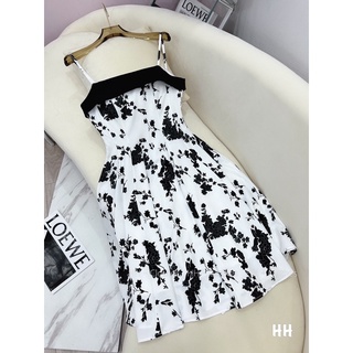 VÁY HOA XÒE 2 DÂY LỤA HÀN SIÊU XINH