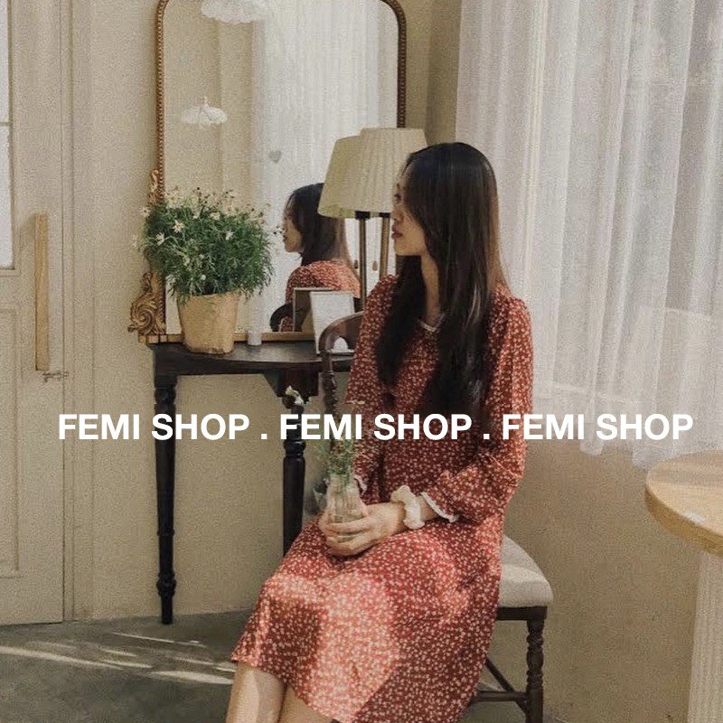 Đầm - váy hoa nhí cộc tay viền ren 2 màu _Thời Trang Váy Femi