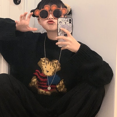 Áo len nữ họa tiết gấu thời trang