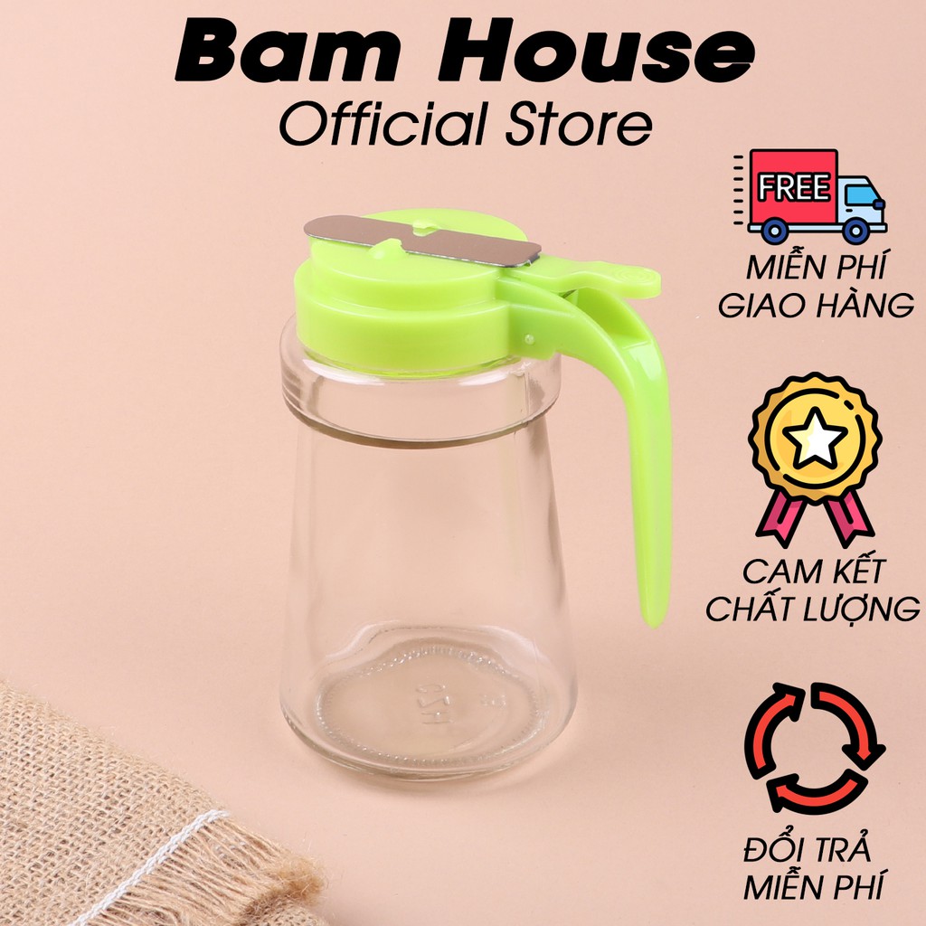 Bình thủy tinh đựng dầu ăn, nước mắm Bam House cao cấp 300ml có khóa chống đỗ BTN03 – Gia dụng bếp