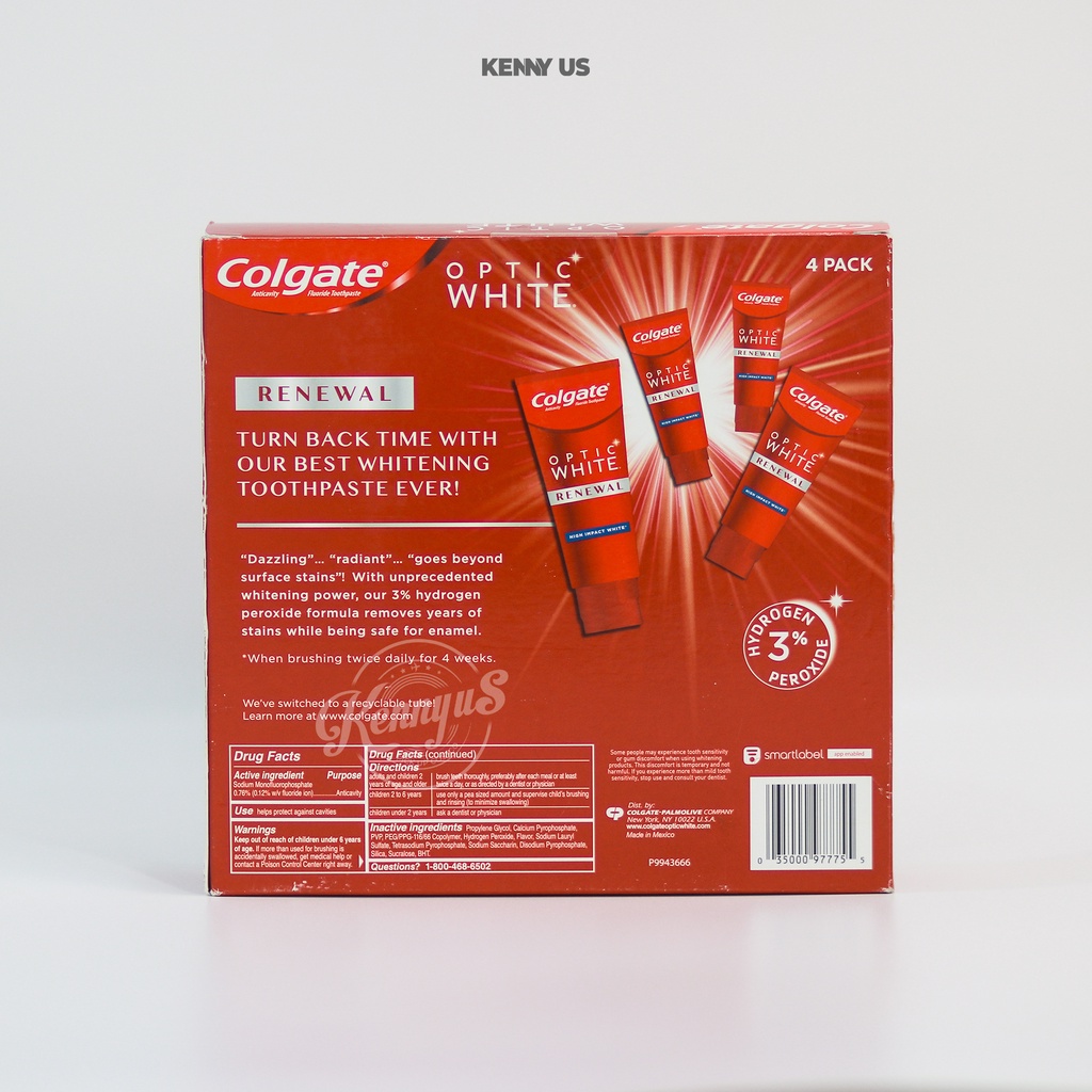 Kem Đánh Răng Trắng Răng Colgate Optic White Renewal Mỹ Cho Răng Chắc Khỏe, Trắng Sáng - Kennyus.vn