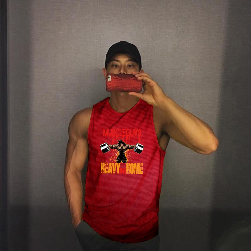 New Workout Gym Summer Mesh Fitness Casual Fashion Tank Top Men Sports Clothing Bodybuilding Singlets Sleeveless Quick Dry Vest
