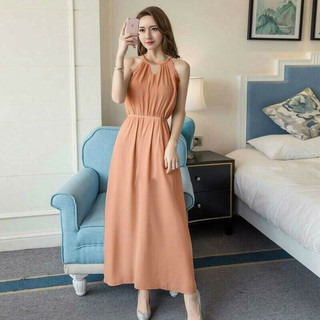 đầm maxi yếm (cổ yếm ,hai dây)