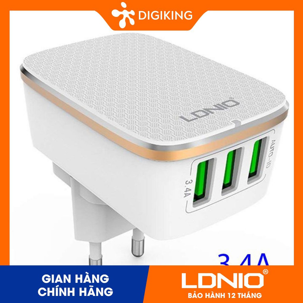 Củ sạc 3 cổng LDNIO A3304 (kèm đèn ngủ mini)