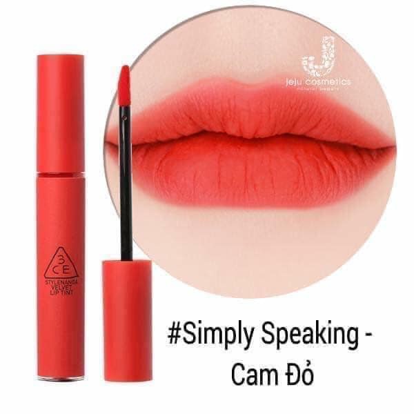 Son 3CE Velvet Lip Tint Simply Speaking – Cam Đỏ